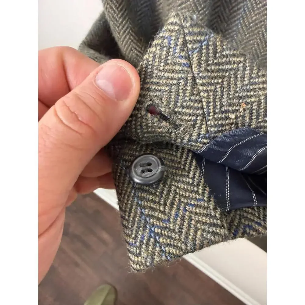 J.Crew‎ Wool Herringbone Blazer Jacket Green Surgeon Cuff Small